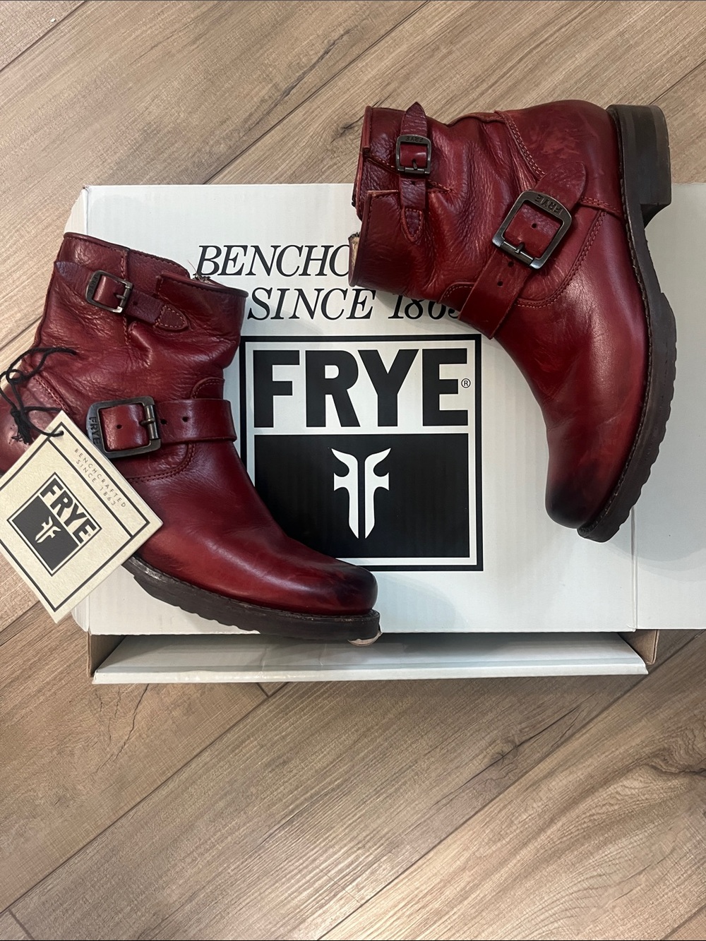Frye Red Leather Veronica 6” shortie Ankle Boots